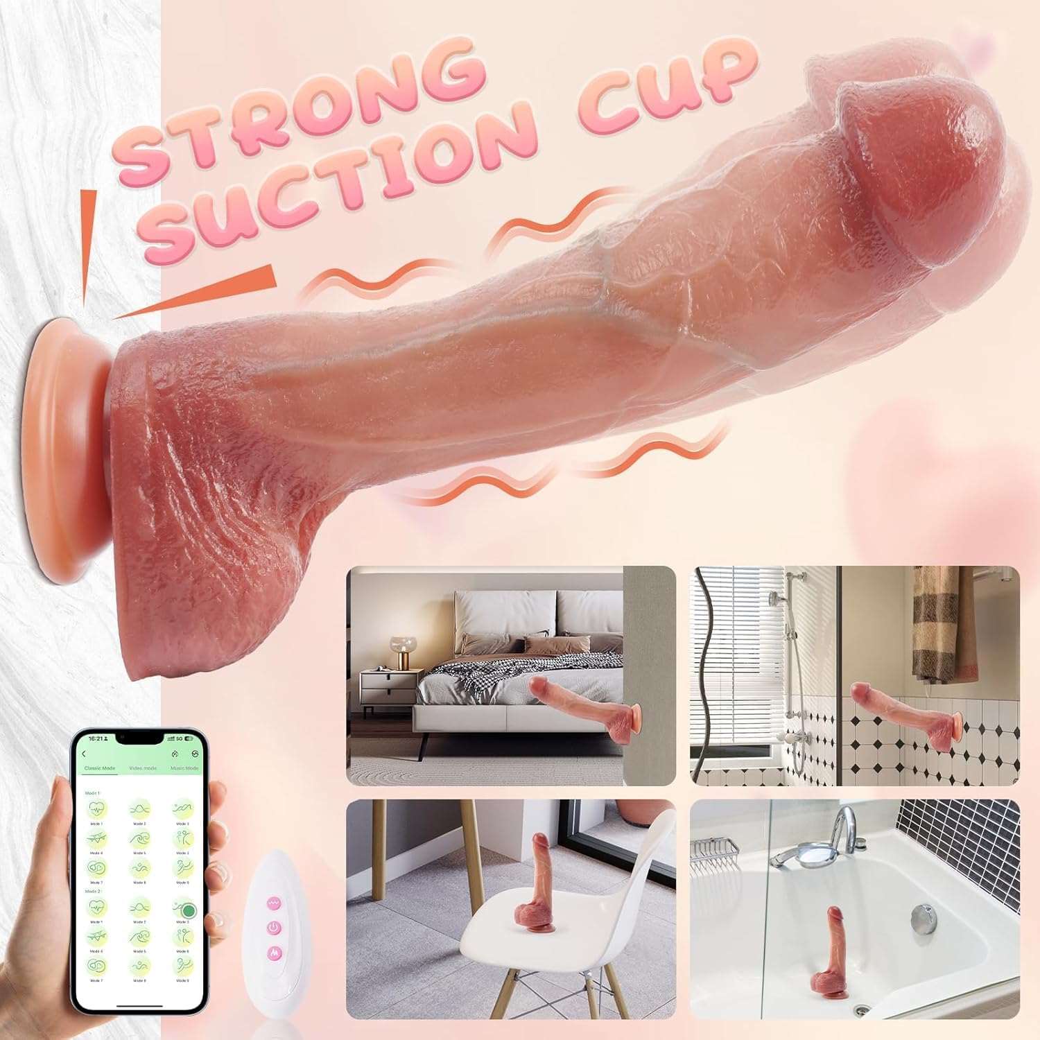 VibeLink Remote Control Thrusting Dildo Vibrator - SinfulX