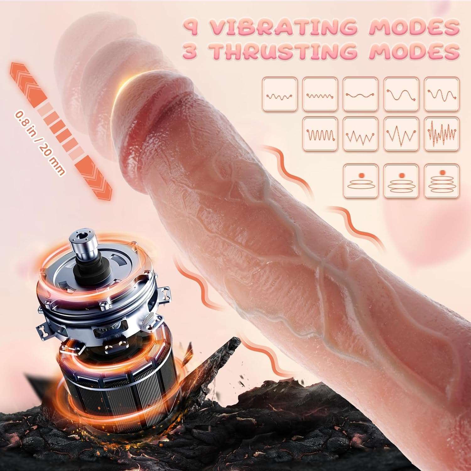 VibeLink Remote Control Thrusting Dildo Vibrator - SinfulX