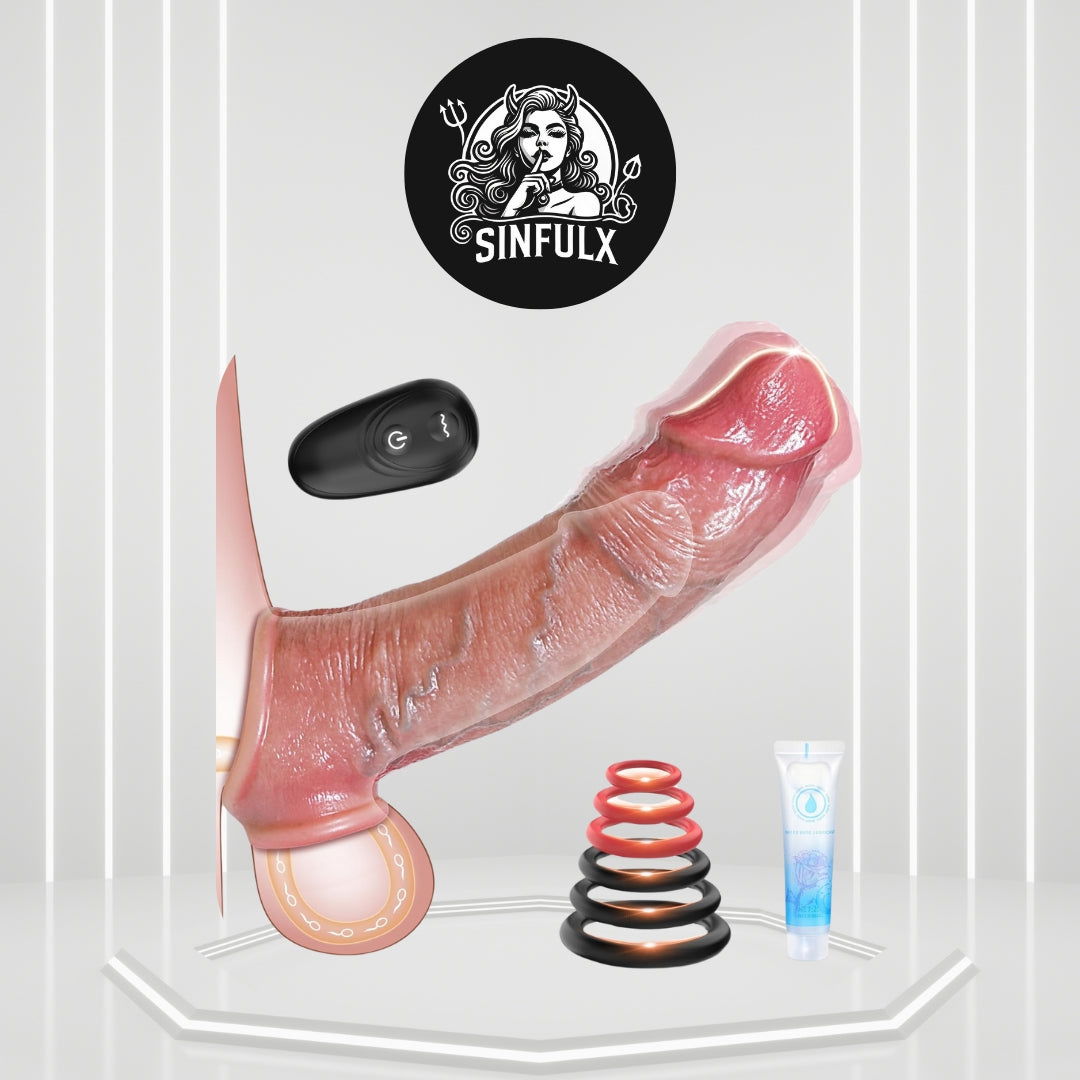 VibeSleeve Remote Control Penis Sleeve Cock Rings Set_SinfulX_premium_sex_toys