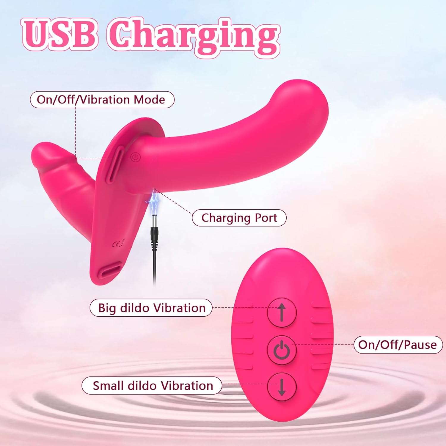 WireX Remote Control Strap On Dildo Vibrator - SinfulX