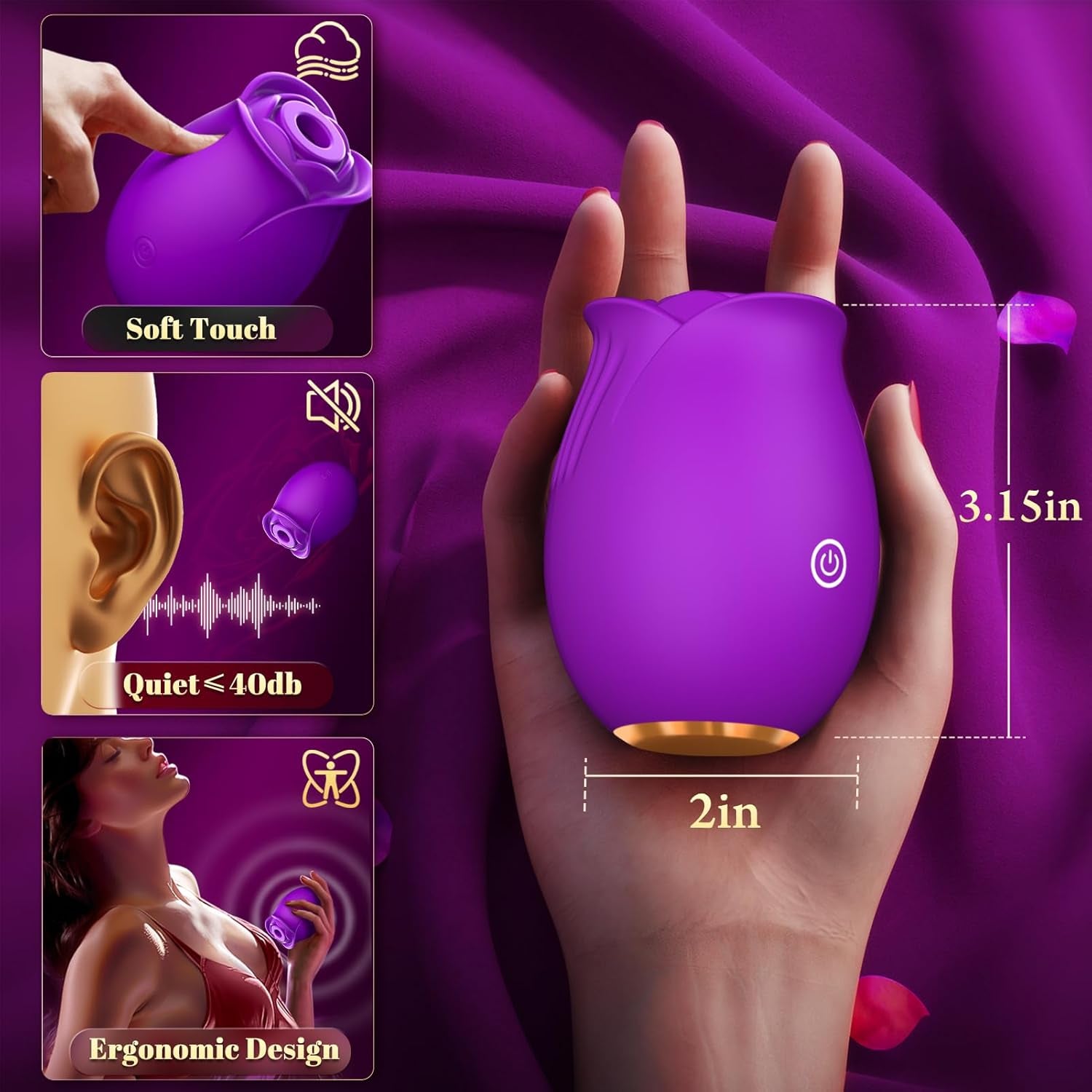 Rose Sex Toy Adult Toys - Sucking Vibrator Adult Sex Toy with 9 Sucking & Vibrating Rose Sucker G Spot Vibrators, Women Nipple Clit Games Machine for Female Couples Sex Furniture - SinfulX - 