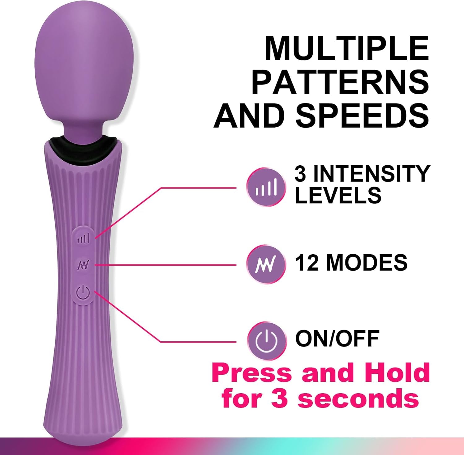 VeloraPulse Rechargeable Wand Vibrator 12 Modes Waterproof - SinfulX - Personal Care > Sexual Wellness > Wand Vibrator