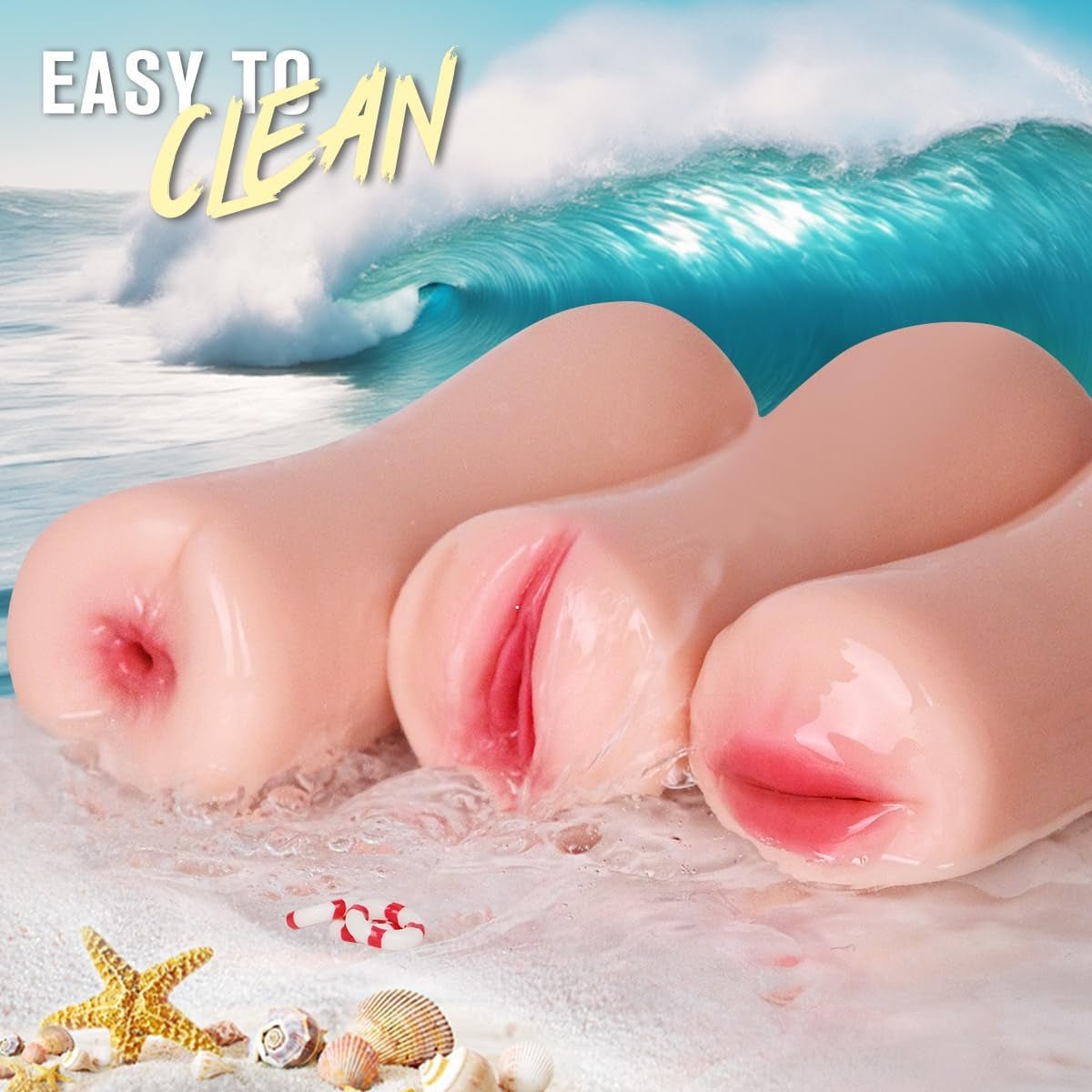Pack of 3 Pocket Pussies Sex Toys for Men, Male Masturbators Sex Dolls - Realistic Mouth Pocket Pussy & Anal Stroker & Vagina Toy, Soft Silicone Sex Doll Blowjob Adult Sex Toy, Mens Penis Training Set - SinfulX - 