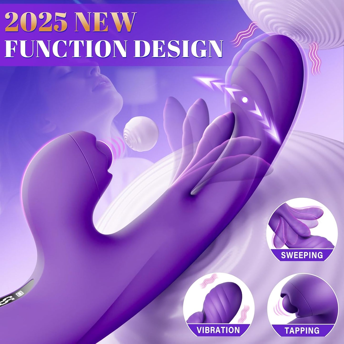 3 in 1 Rabbit Vibrator for Women - 5 Flapping & Tapping Modes G Spot Stimulator with LCD Display