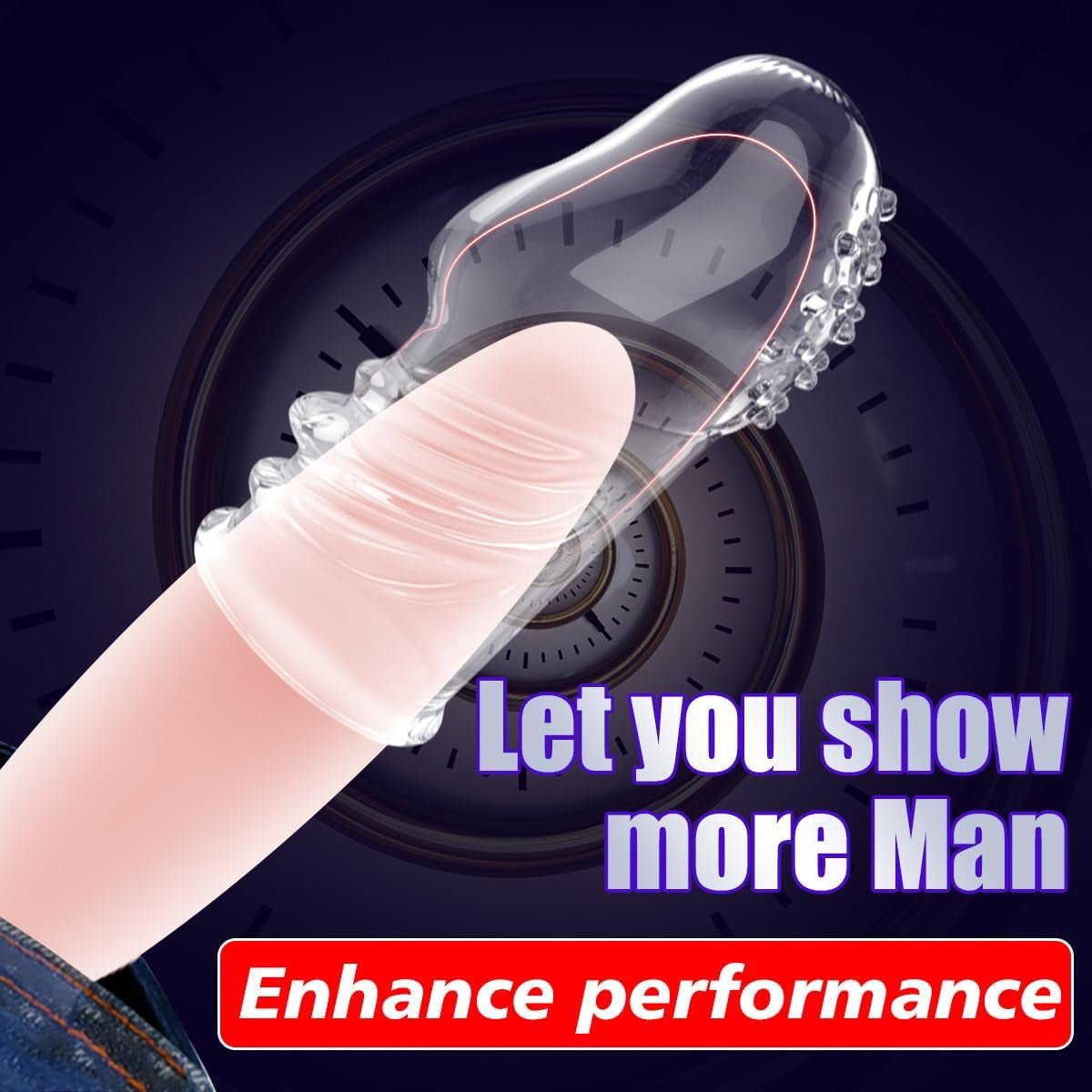 2 Pcs Reusable Clear Penis Sleeve, Soft Phimosis Stretcher Glans Condom with Large Particles,Cocksleeve for Men Delay Ejaculation,Girth Enhancer Sleeve G Spot Stimulator,Adult Toys for Men and Couples - SinfulX - 