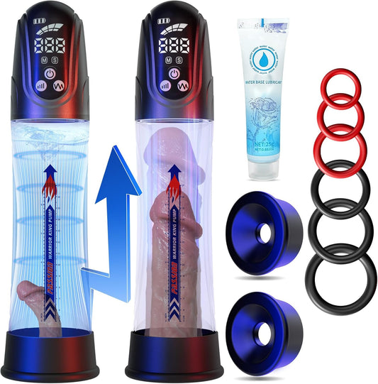 Men'S Sexual Vacuum Penis Pumps, Water Pump Penis Enlargement Extender Sex Pump with 4 Vacuum & 4 Suction Modes for Men Erection Training and Masturbate Pleasure, Penis Enlarger Growth Extender Pump - SinfulX - 