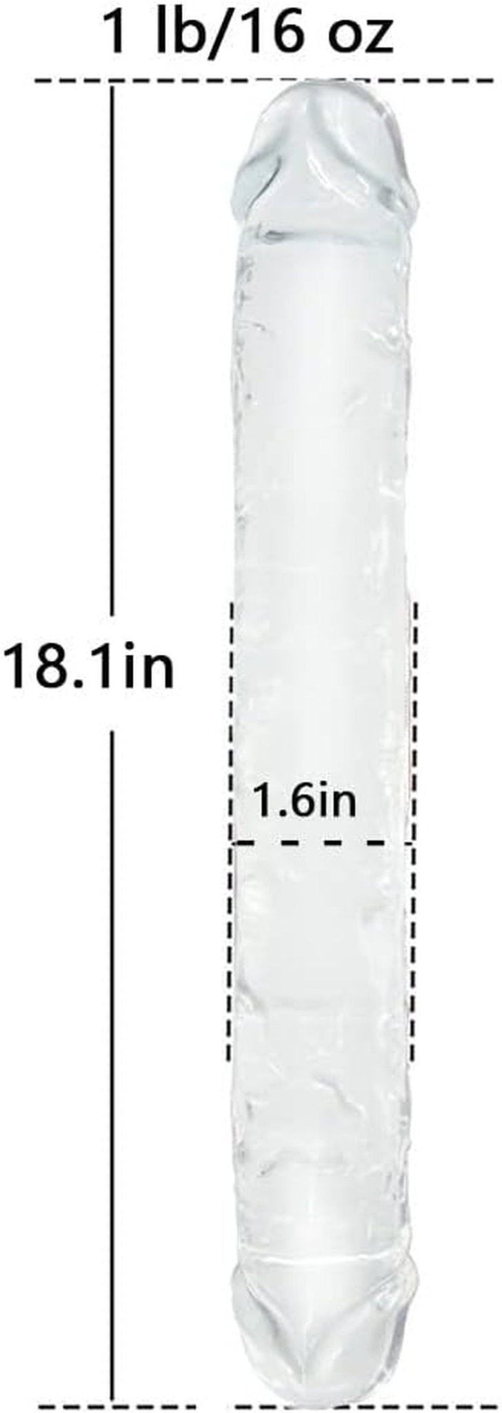 18 * 1.6 Inches Huge Double - Ended Thick Big Dildos for Women, Realistic Dildo for Anal Vagina Simulation, Super Long for Couple Men Women Lesbian Gay Play (Clear) - SinfulX - 