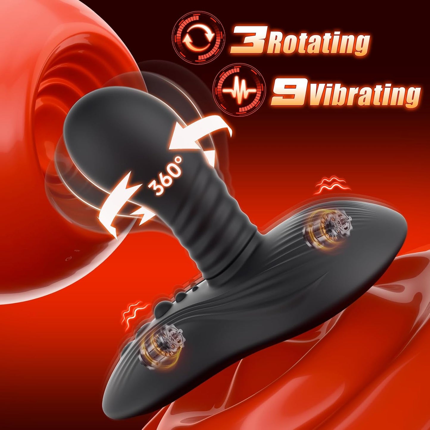 Prostate Massager Anal Dildo Anal Toys, Riding Grinding Strap - On Dildos Adult Toys with 9 Rotating & Vibrating Suction Cup, Butt Plug Male Sex Toys for Men Sex Toy Anal Plug G Spot Vibrator New - SinfulX - 