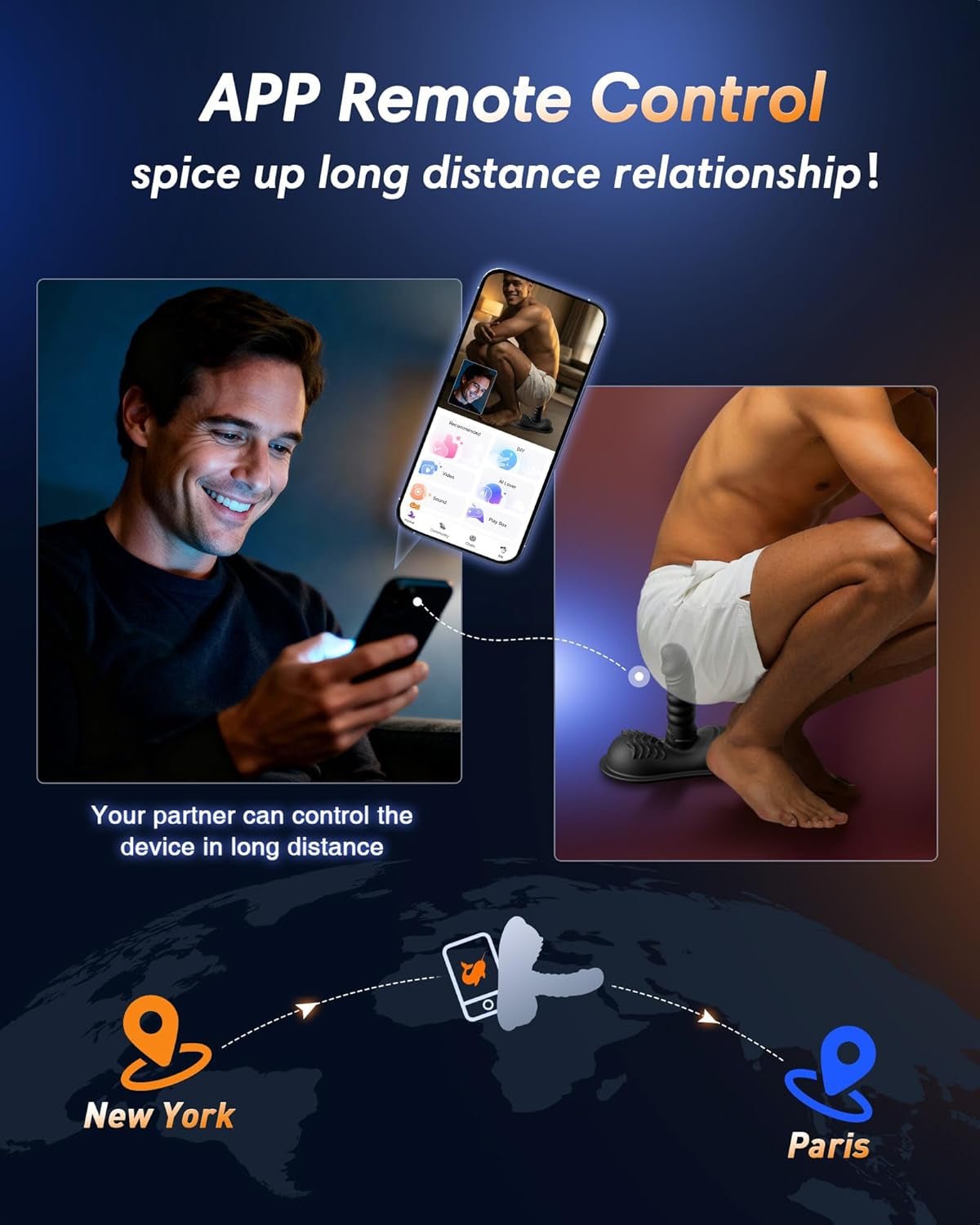 Prostate Massager 5.71" Anal Dildo Vibrator, AI Sync Riding Grinding Adult Toys 10 Thrusting & Vibrating for Experienced User, Male Sex Toy for Men Sex G Spot Clitoral Strap - On Dildos for Women - SinfulX - 
