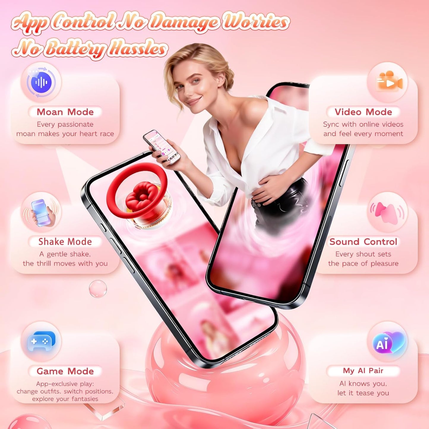 Sex Toys Rose Toy Sucker Vibrator - AI Sync Nipple Toys with 9 Vibrating & 3 Sucking Modes, Detachable Sex Toy Vibrators Adult Toys Clit Nipple Anal Stimulator Massager Rose Sex Toy for Women