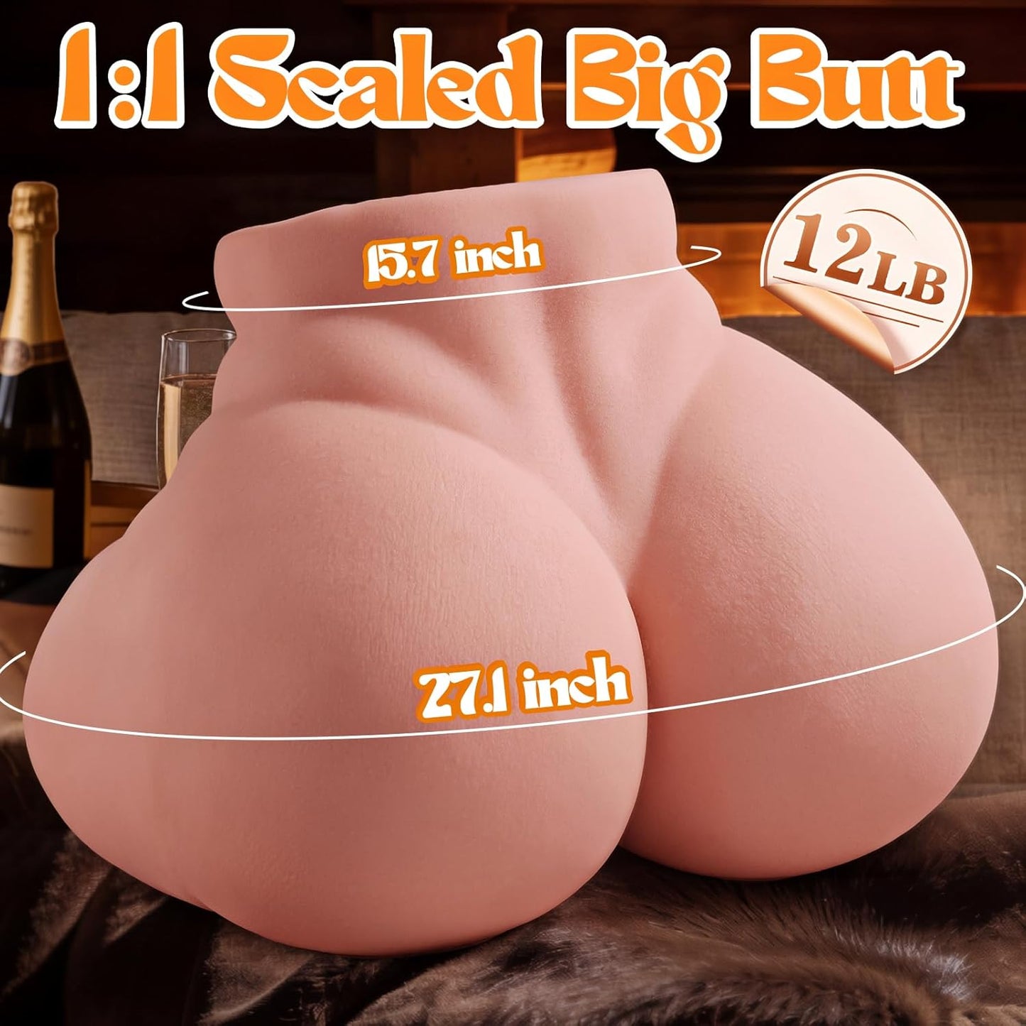 BBW Sex Doll Sex Toys for Men, 12LB Realistic Pocket Pussy Dual - Layer Bouncy Butt Sex Dolls Ass Upgraded Plump Cheek Deep Vagina & Anal Adult Male Sex Toy Storker Toys Life - Size Love Doll - SinfulX - 