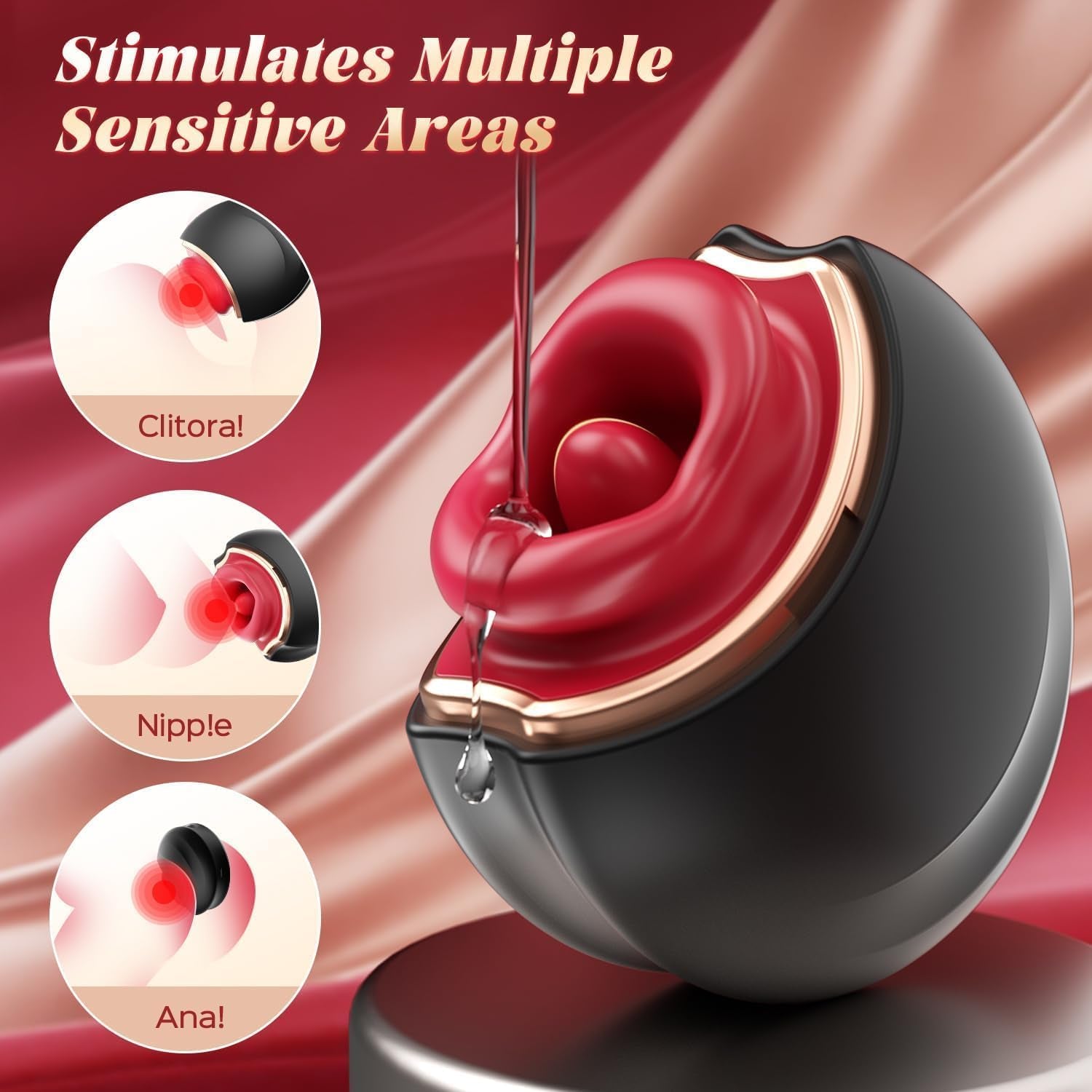 ElyraLuxe Rose Tongue Vibrator 3 - in - 1 10 Modes Clit Toy - SinfulX - Personal Care > Sexual Wellness > Tongue Vibrator