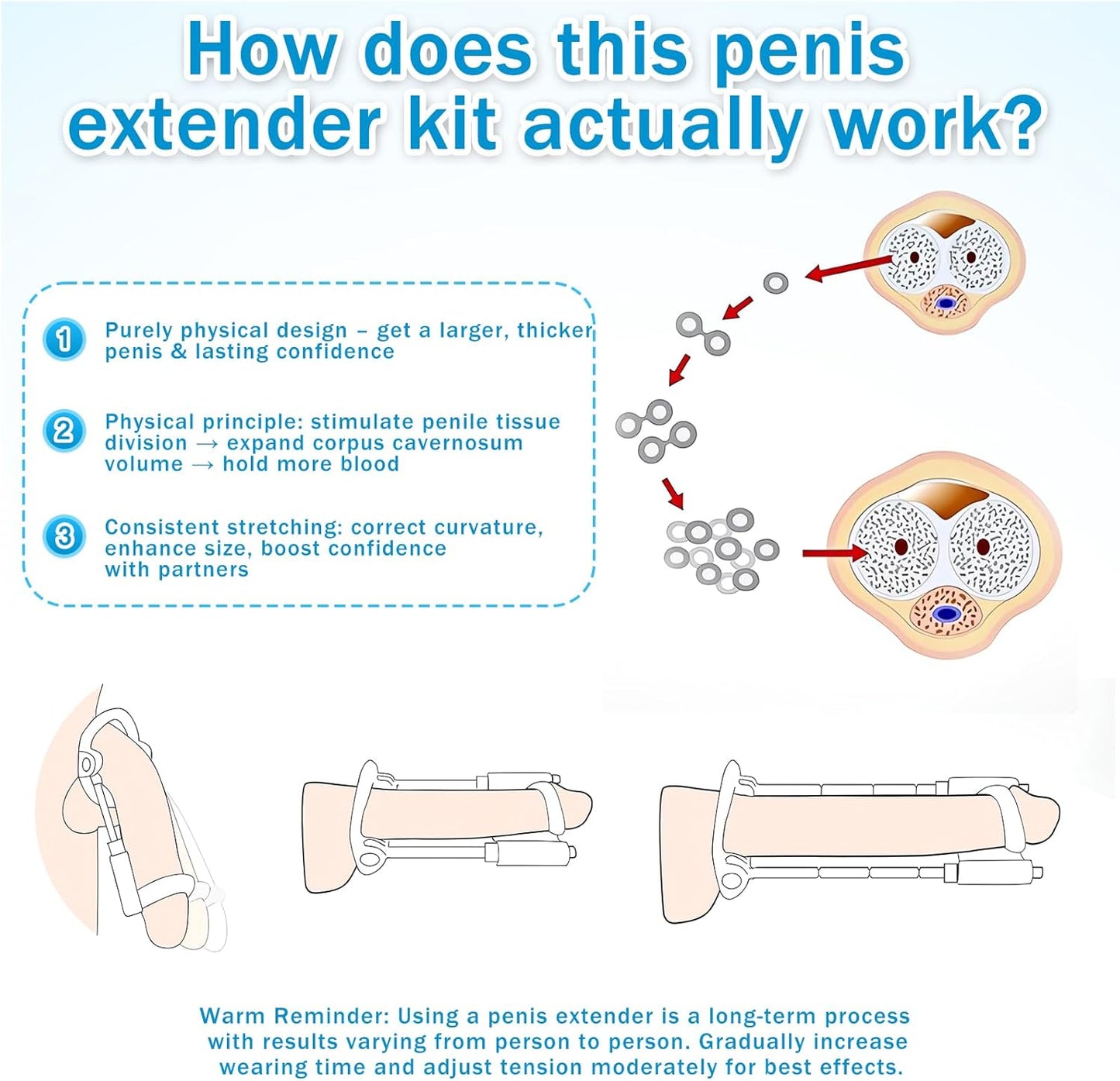Penis Extender Penis Pump Kit, Sex Toys - Pumps & Enlargers for Men, Effective Wearable Male Penis Extension Device, Adjustable Penis Stretcher Device Adult Sex Toys & Games - SinfulX - 