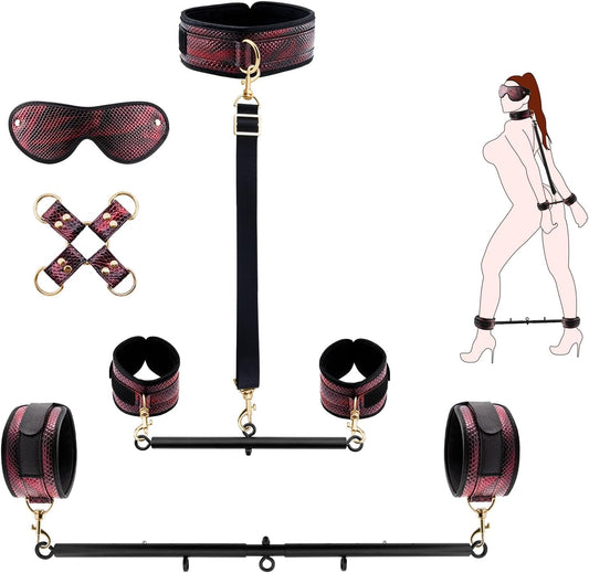Leg Spreader Bar Adjustable Bondage Restraint BDSM Set Wrist Ankle Straps Connecting Rods for Customizable Adult Play Scenarios (Two Piece Set) - SinfulX - 