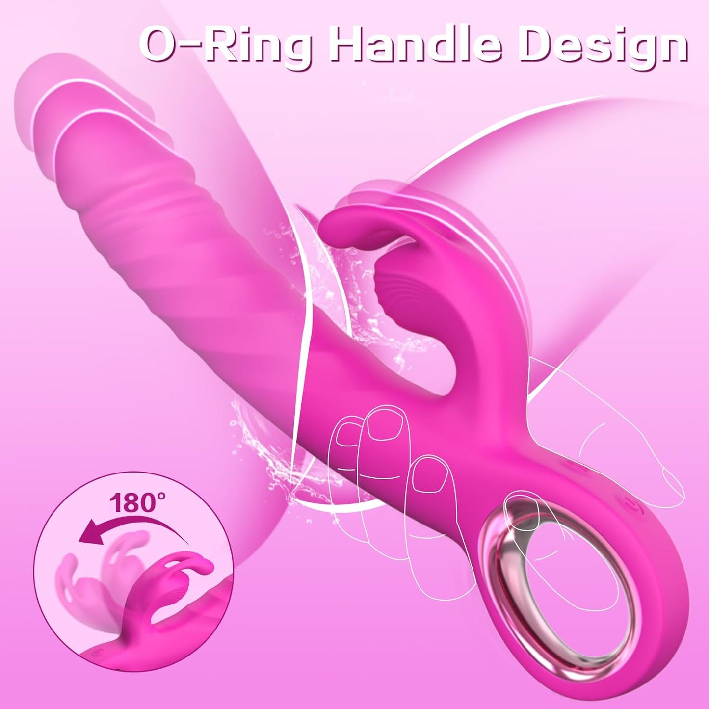Thrusting Vibrator Adult Sex Toys - Realistic Dildos Vibrators for Women Sex Toy with 7 Thrusting and 7 Vibrating Modes, G Spot Clitoral Rabbit Vibrator Sex Toys for Women Couples (Rose - 2) - SinfulX - 