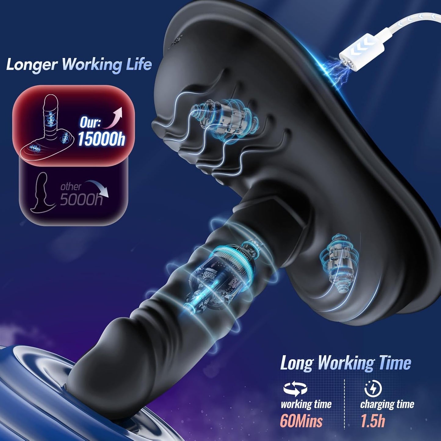 Prostate Massager 5.71" Anal Dildo Vibrator, AI Sync Riding Grinding Adult Toys 10 Thrusting & Vibrating for Experienced User, Male Sex Toy for Men Sex G Spot Clitoral Strap - On Dildos for Women - SinfulX - 