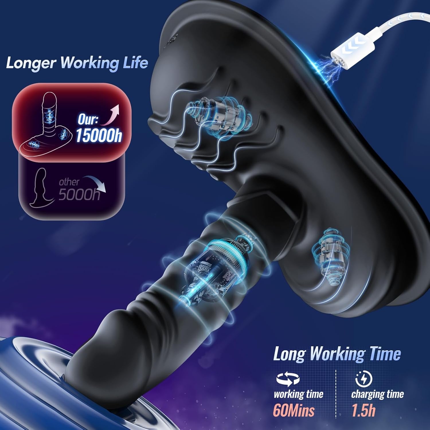 Prostate Massager 5.71" Anal Dildo Vibrator, AI Sync Riding Grinding Adult Toys 10 Thrusting & Vibrating for Experienced User, Male Sex Toy for Men Sex G Spot Clitoral Strap - On Dildos for Women - SinfulX - 
