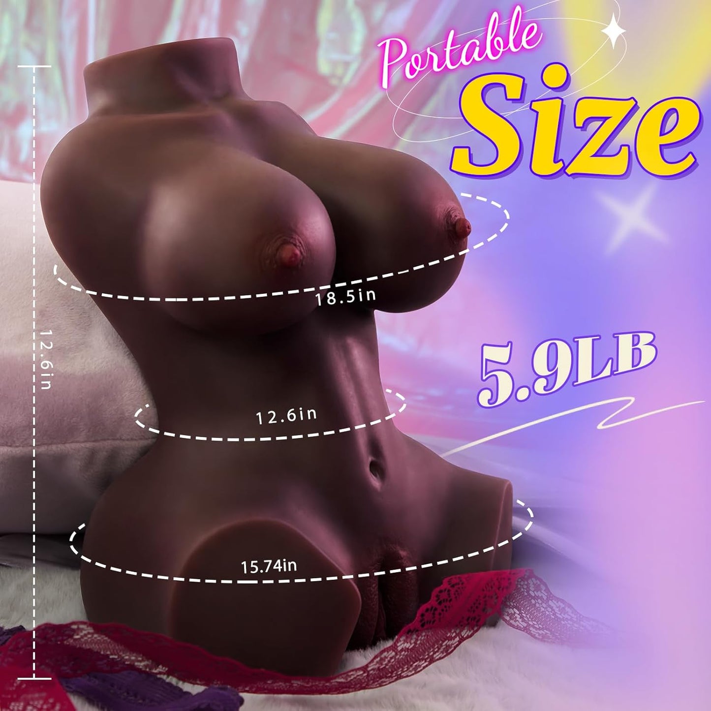 Ebony - Skin Sex Doll Male Masturbator with Perky Boobs Vagina and Tight Anal Sex Toys for Men Masturbation, 3 in 1 Adult Torso Love Dolls, Realistic Pussy Masturbator for Men Orgasm - SinfulX - 