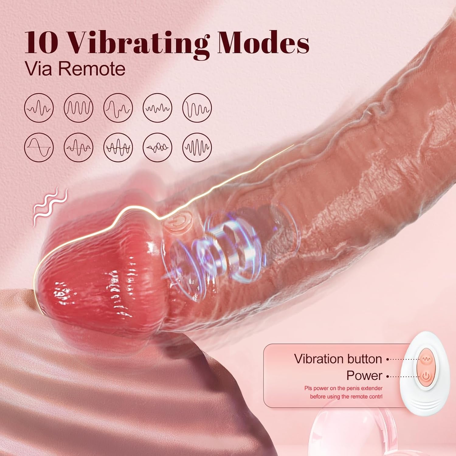 Penis Sleeve Vibrator Sex Toys for Men, Reusable 8.5'' Silicone Vibrating Cock Ring with 10 Modes, Cock Sleeve with Thickened Testicle Penis Ring, Delay Ejaculation Penis Extender for Male Couples - SinfulX - 