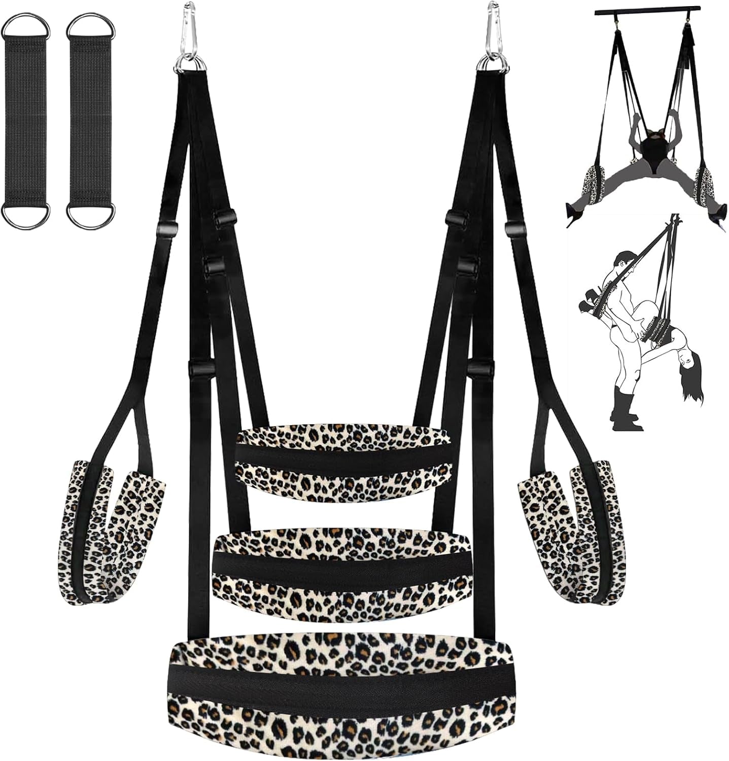 WildLuxe Leopard Print Door Sex Swing 400lb - SinfulX - 