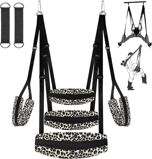 WildLuxe Leopard Print Door Sex Swing 400lb - SinfulX - 
