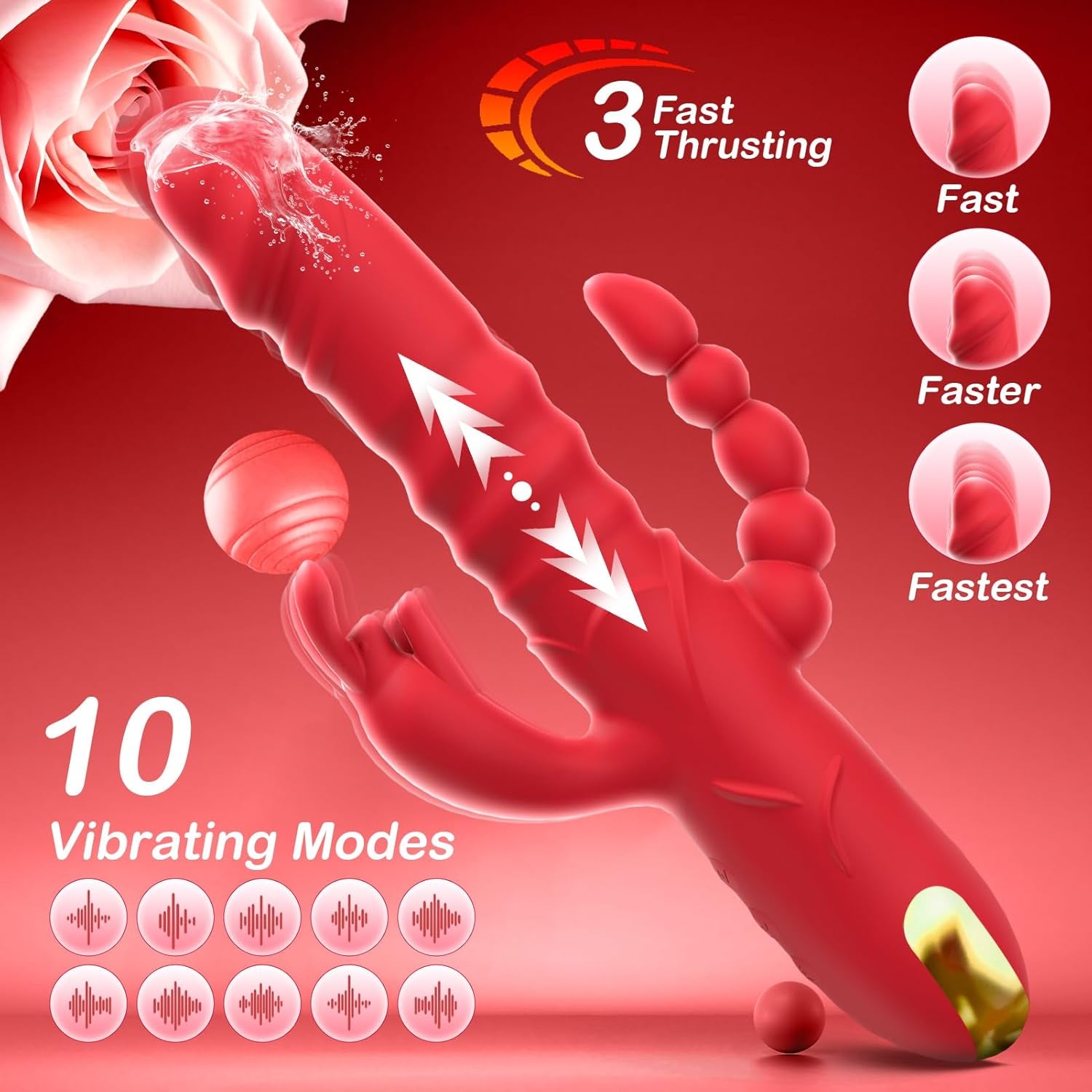 QuadraCore 4 - in - 1 Thrusting Rabbit Vibrator 3 Thrust 10 Modes - SinfulX - 