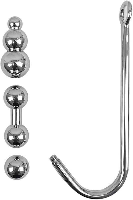 3 Interchangeable Balls Stainless Steel Anal Hook Fetish Bondage Hook Sex Toy for Unisex Adults Couple Lovers Butt Plug Prostate Massage G - Spot (Style B) - SinfulX - 