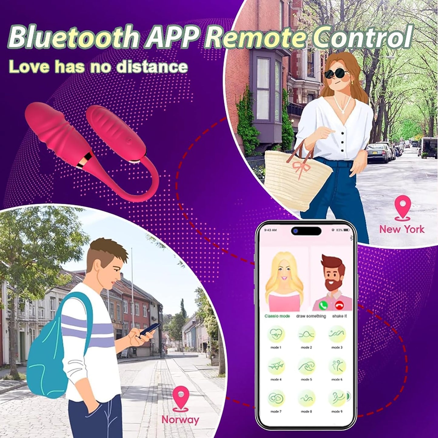 App Remote Control G Spot Vibrator for Couples Anal Double Ended Dildos Vibrators with 10 Vibration Modes Long Distance Remote Control Clitoris Stimulator Nipple Stimulator Female Sex Toys - SinfulX - 