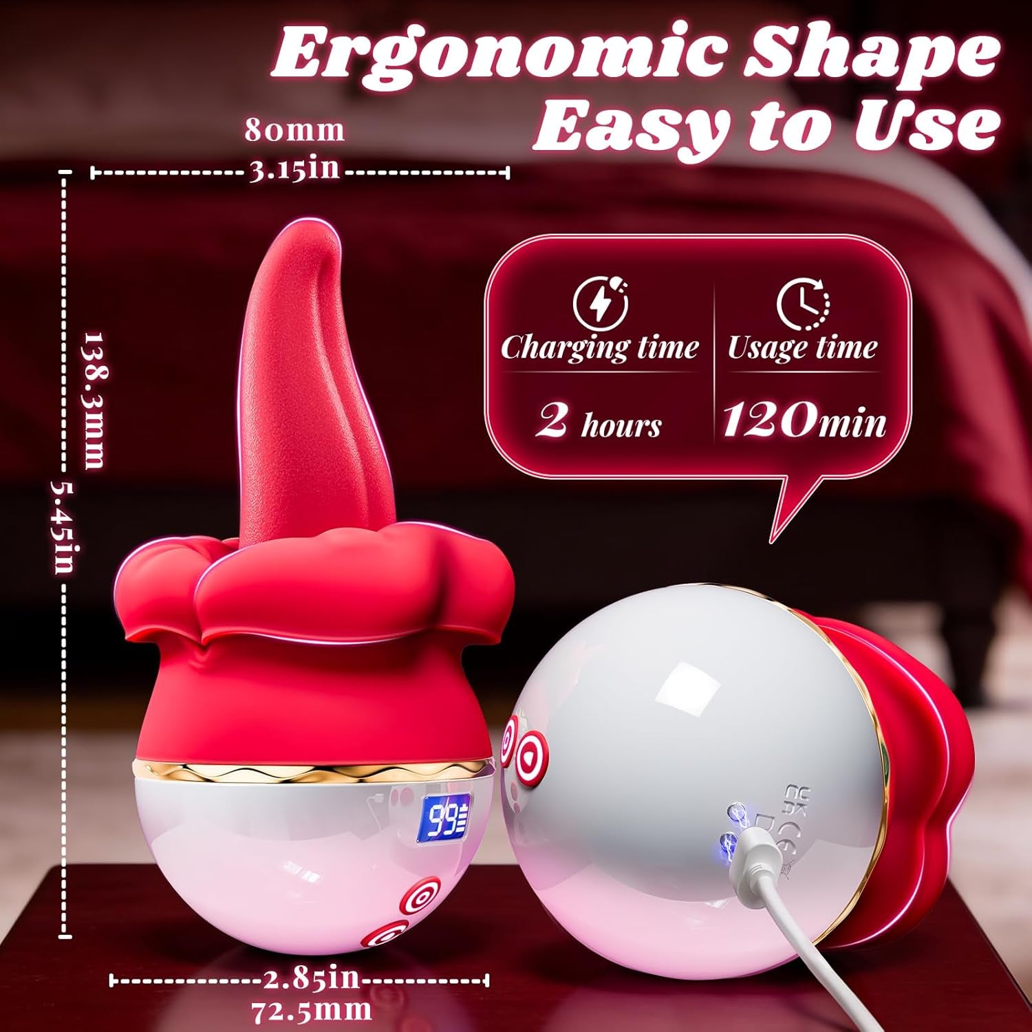 FlorixaWave 5 - in - 1 Rose Tongue Vibrator 10 Modes Clit Toy - SinfulX - Personal Care > Sexual Wellness > Tongue Vibrator