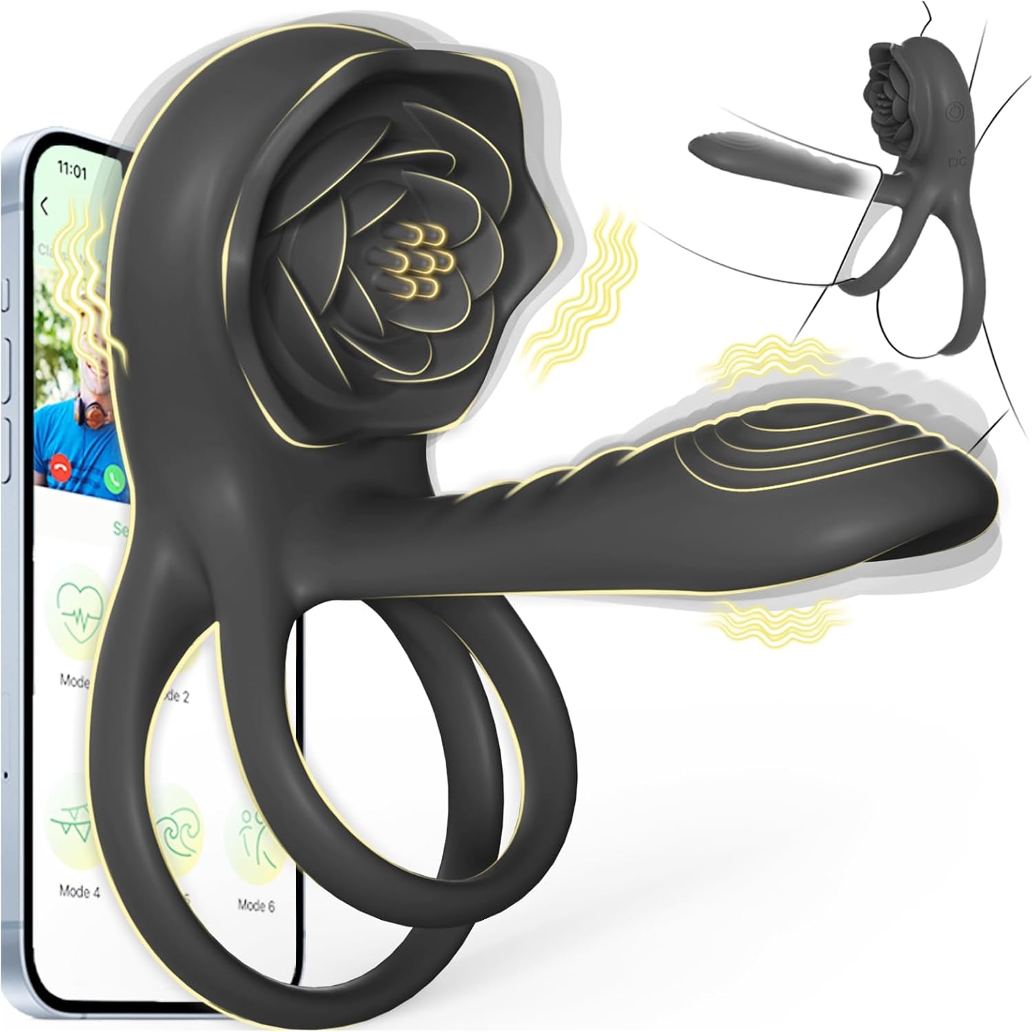 PetalCoreX Cock Ring Extender G - Spot Clit Vibrator 9 Modes - SinfulX - Personal Care > Sexual Wellness > Couples Cock Ring