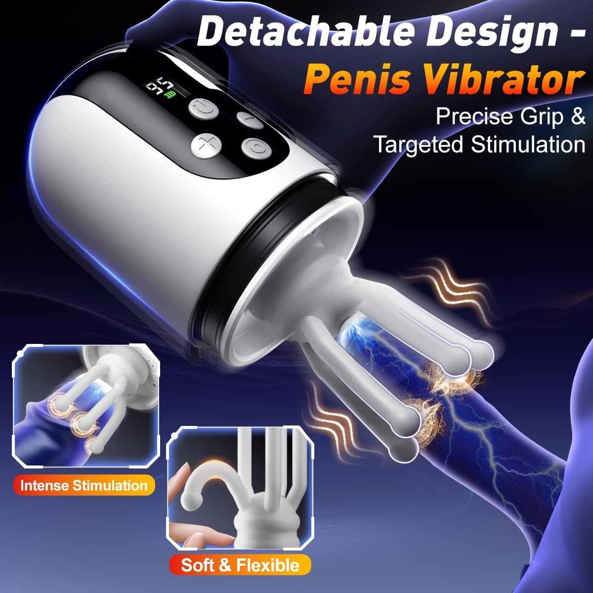 Male Penis Pump Sex Toys for Men, 3 - In - 1 Dick Enlarger Penis Extender & Male Masturbator, Detachable Glans Trainer with 5 Suction & 9 Vibration, Adult Sex Toys with Pocket Pussy for Men Masturbation - SinfulX - 