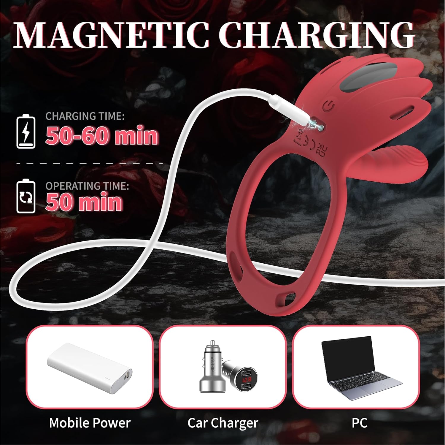 RougeFlex Wearable Cock Ring Clit Stimulator App 9 Modes - SinfulX - Personal Care > Sexual Wellness > Couples Cock Ring