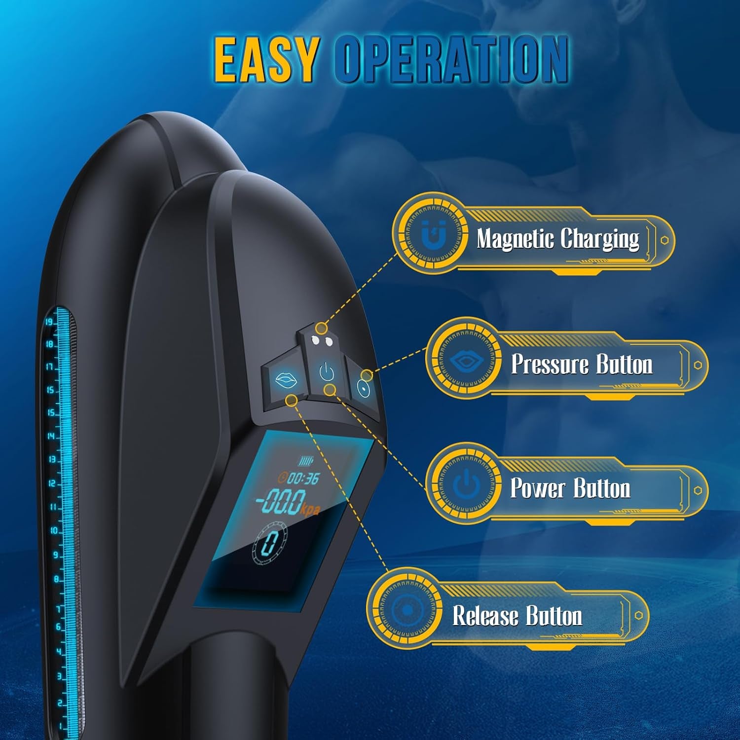 Electric Penis Pump Sex Toys - Pumps & Enlargers Submarine Vacuum Sex Toy for Men, Penis Extender Pumps for ED with 9 Suction Modes, Adult Toys for Men Dick Pump, Automatic Pocket Pussy Pump - SinfulX - 