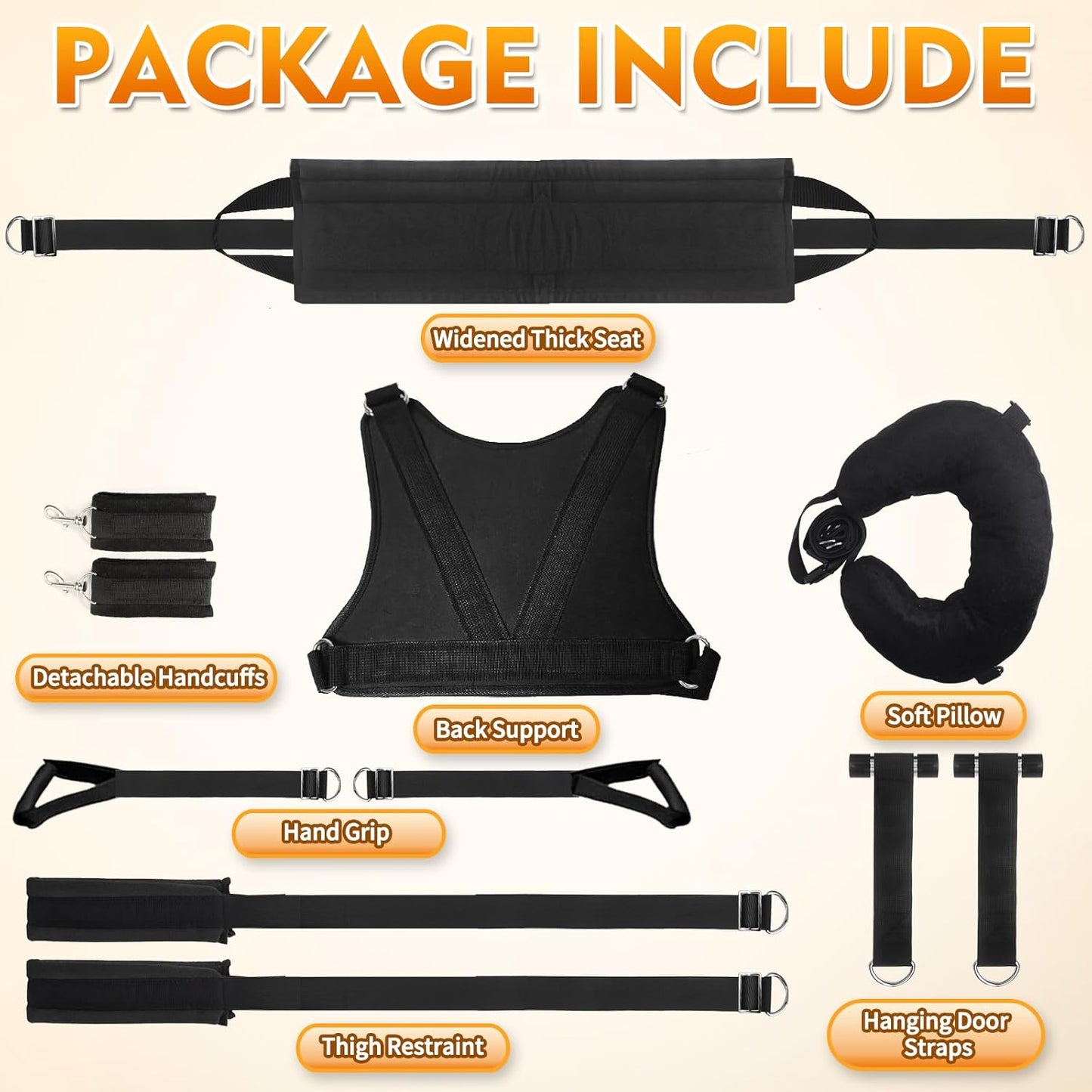 ComfortBond Adjustable BDSM Door Swing with Padding - SinfulX - 