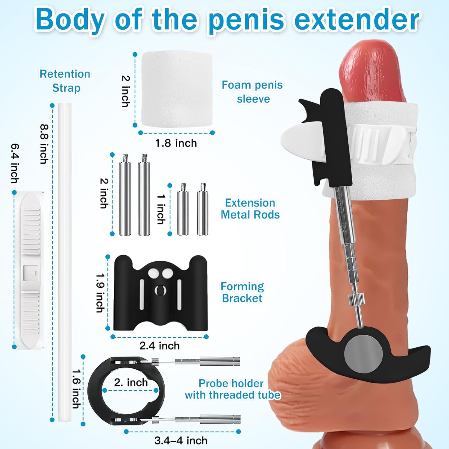 Penis Extender Penis Pump Kit, Sex Toys - Pumps & Enlargers for Men, Effective Wearable Male Penis Extension Device, Adjustable Penis Stretcher Device Adult Sex Toys & Games - SinfulX - 