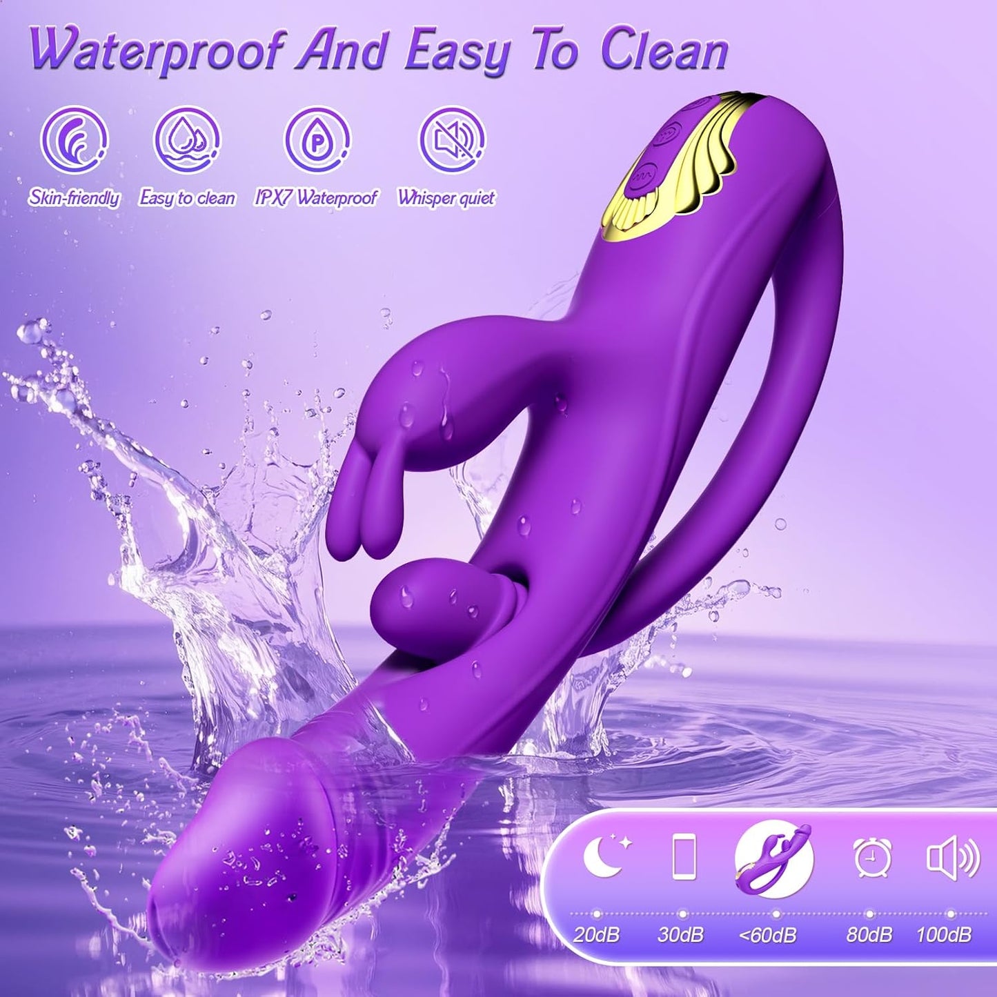 Vibrator Sex Toys for Women – 3 in 1 G Spot Vibrator Rabbit Dildo with 10 Vibration Modes & Removable Anal Plug, Clitoral and Vaginal Stimulator, Adult Sex Toys & Games for Female and Couples