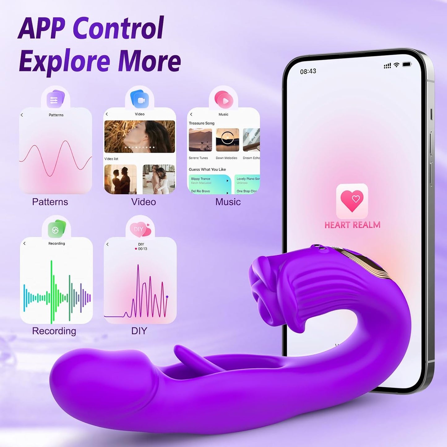 Vibrator Rabbit Dildos Sex Toys for Women  G Spot Vibrator Finger Massager with 9 Vibration & Flapping, Rose Clitoral Anal Nipple Stimulator, 3 in 1 Adult Sex Toys for Female Couple Games