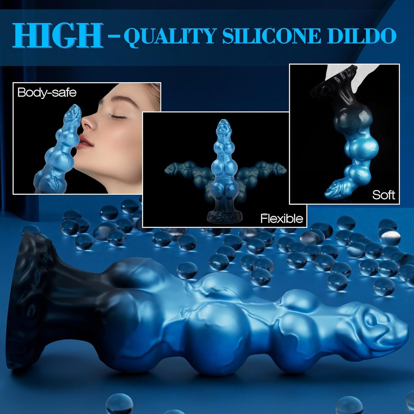 9.6" Huge Monster Dog Knot Dildo - Giant Fantasy Horse Silicone Dildos for Anal & G - Spot, Massive Knotted Dragon Sex Toys Prostate Massager with Strong Suction Cup, Adult Toy for Men Women Couples - SinfulX - 