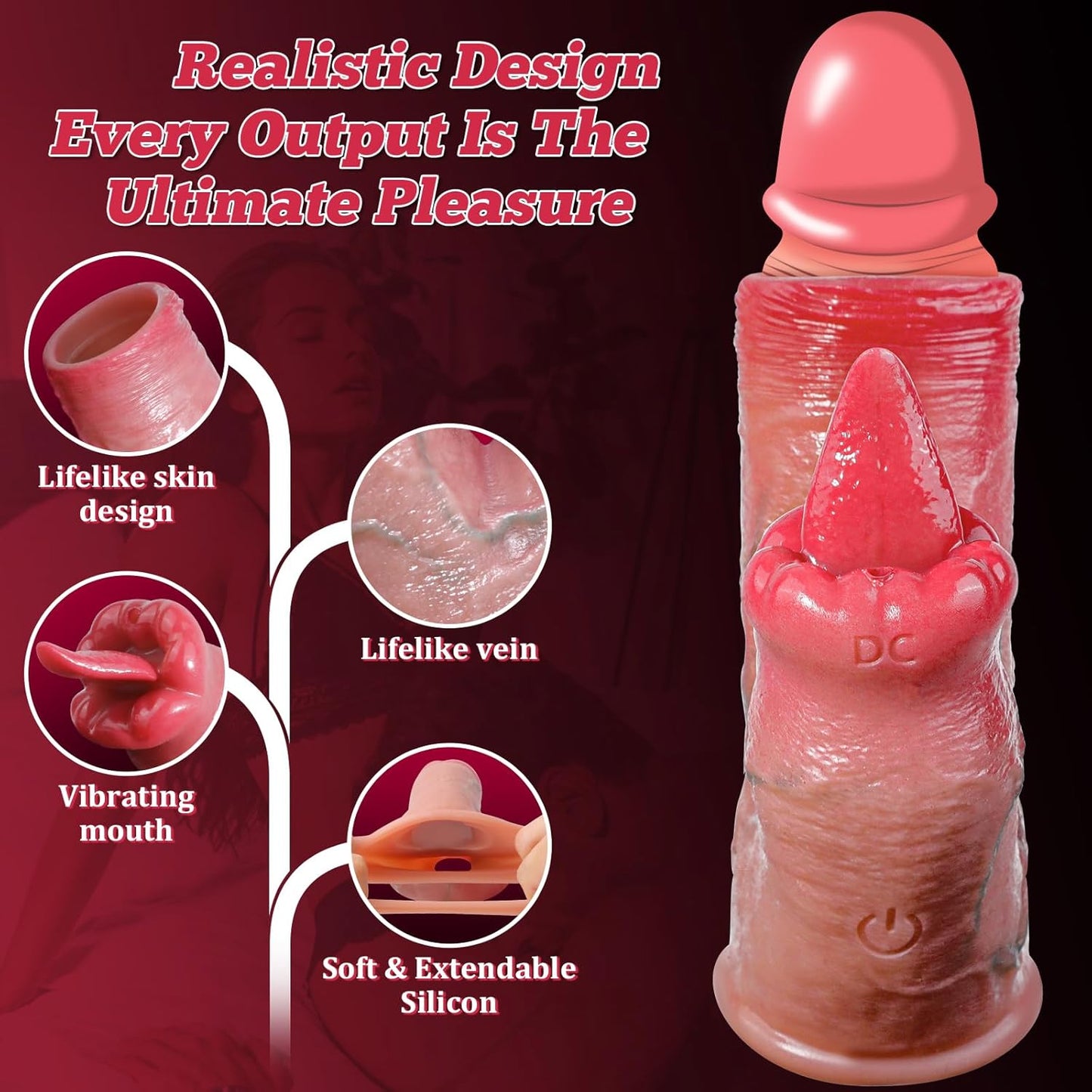 Penis Sleeve Vibrator Cock Ring - Penis Extender Cock Sleeve Delay Ejaculation with Clitoral Stimulator, Remote Control Penis Enlarger Elastic Penis Ring with 10 Vibrating Mode, Male Sex Toys for Men - SinfulX - 