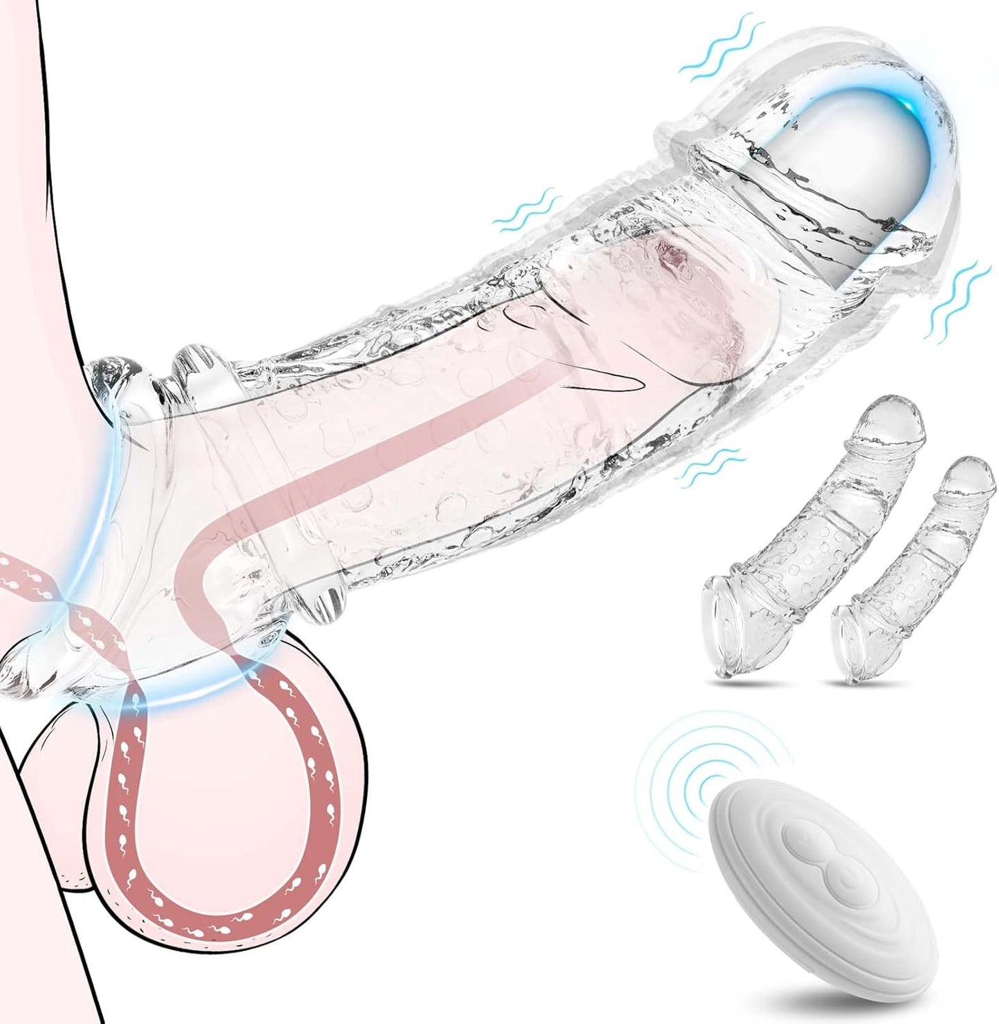 VibeX 4 - in - 1 transparent Vibrating Penis Sleeve - SinfulX - 