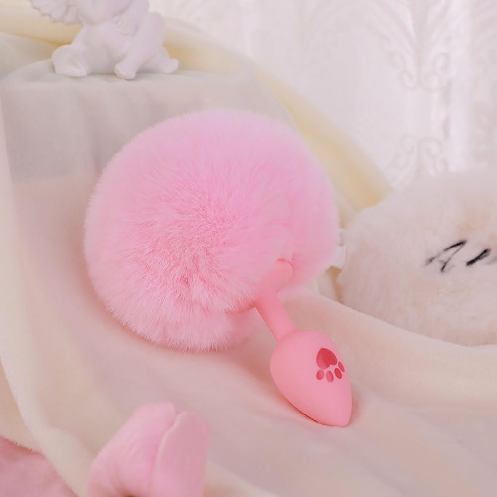BlushBunny Pink Bunny Tail Silicone Butt Plug - SinfulX - 