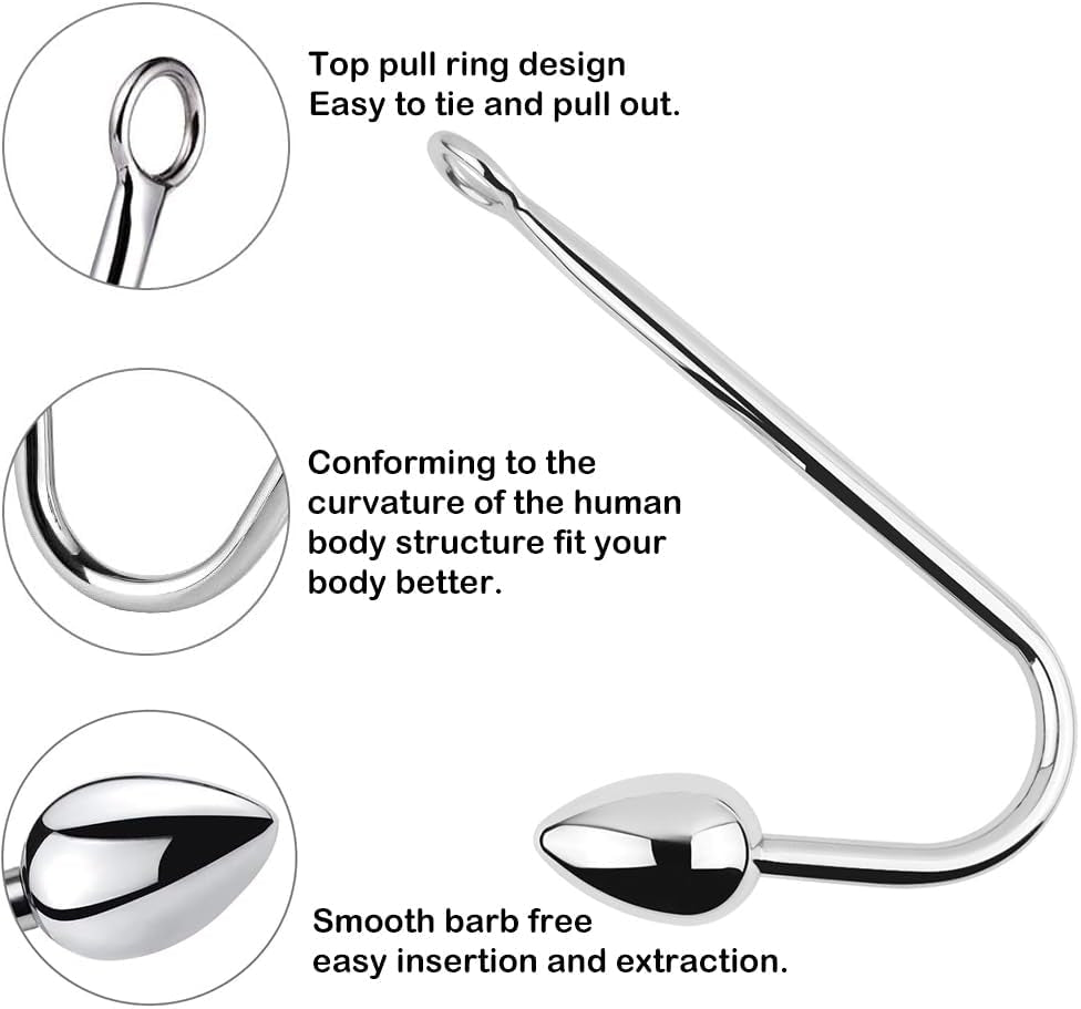 3 Interchangeable Balls Stainless Steel Heart Anal Hook Fetish Bondage Hook Sex Toy for Unisex Adults Couple Lovers Butt Plug Prostate Massage G - Spot - SinfulX - 