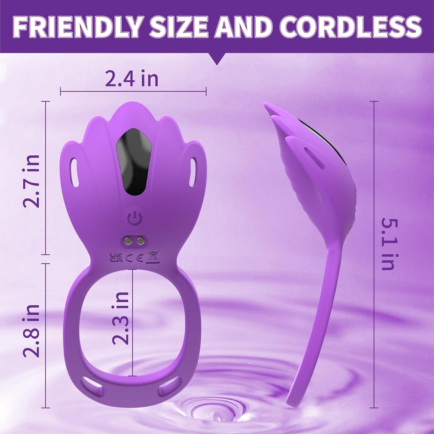 VioletLink Wearable Cock Ring Clit Stimulator App 9 Modes - SinfulX - Personal Care > Sexual Wellness > Couples Cock Ring