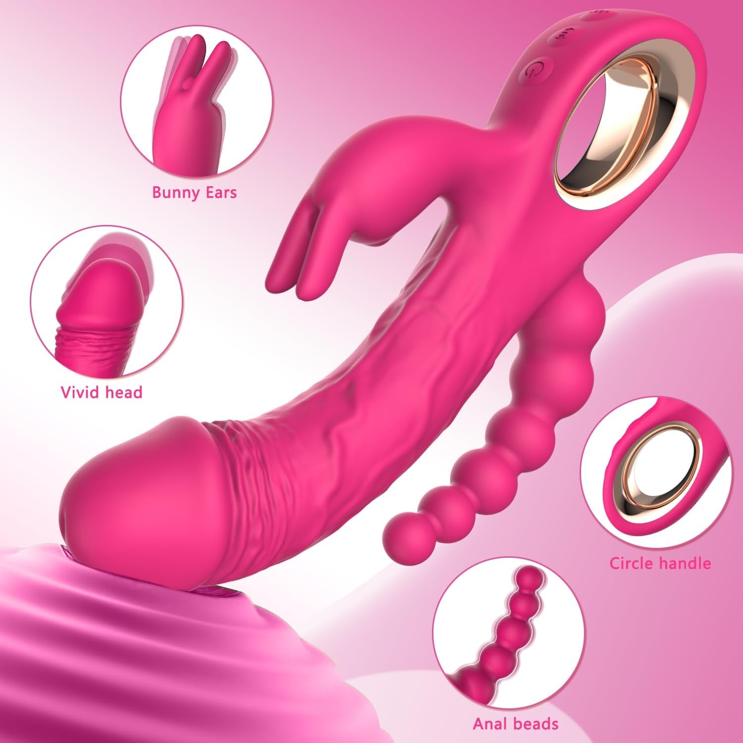 Thrusting Rabbit Vibrator for Blended Full - Body Pleasure, with G Spot & Clitoral Stimulation for Pinpoint Ecstasy, and an Ergonomic Handle for Effortless Control - SinfulX - 