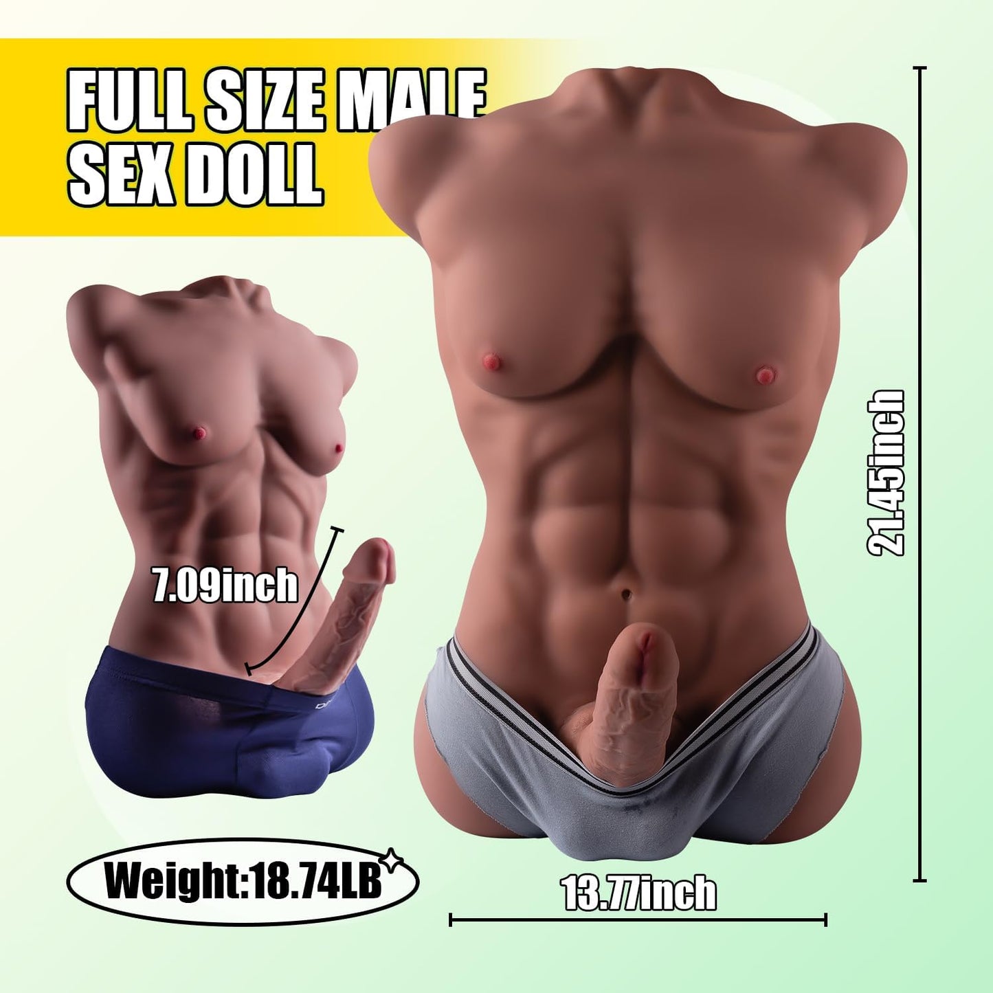 Male Sex Doll with Thrusting Dildo Tight Anal, Full Size Sex Doll Strong Men'S Body with Muscle Abs for Women Gay, Adult Toys Female Masturbation Sex Toys for Women Gay - SinfulX - 