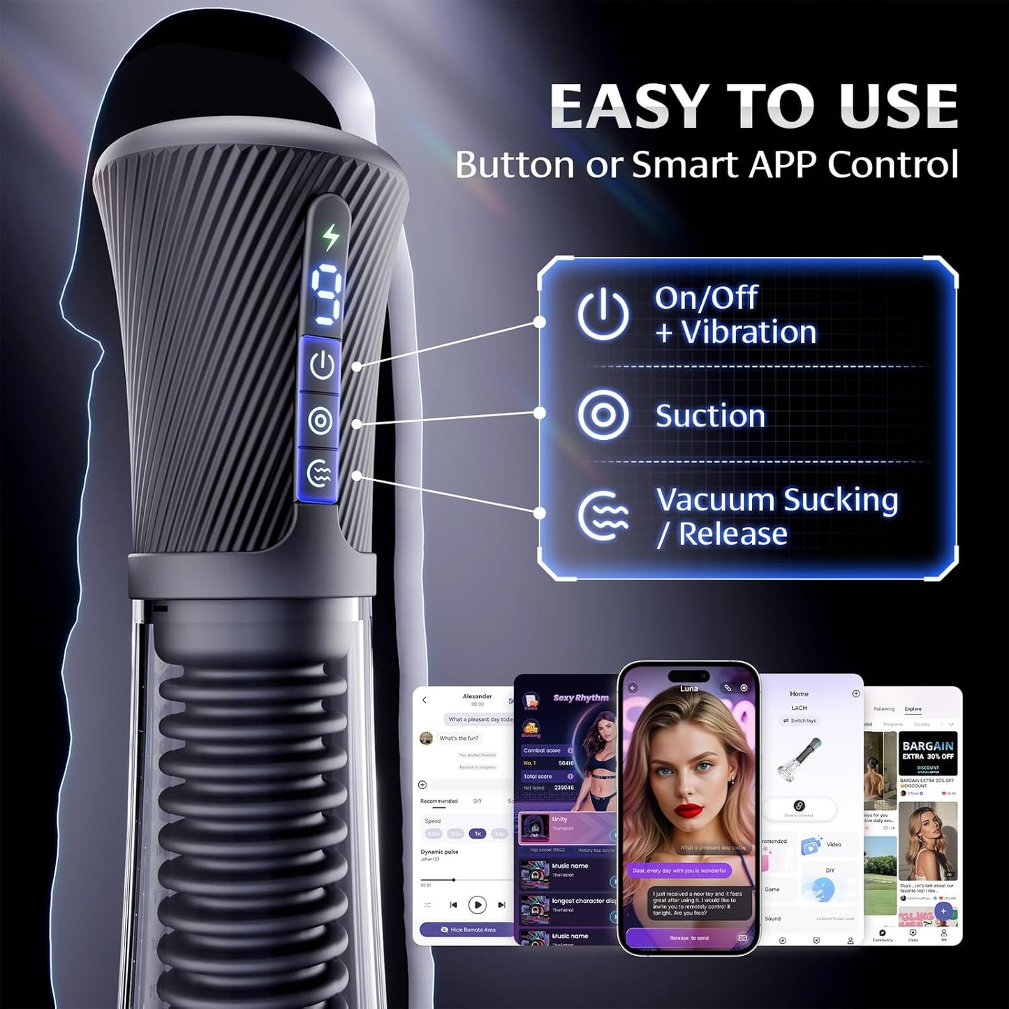 ClearPulse AI Male Masturbator Transparent Pump Trainer - SinfulX - Personal Care > Sexual Wellness > Male Suction Vibrator