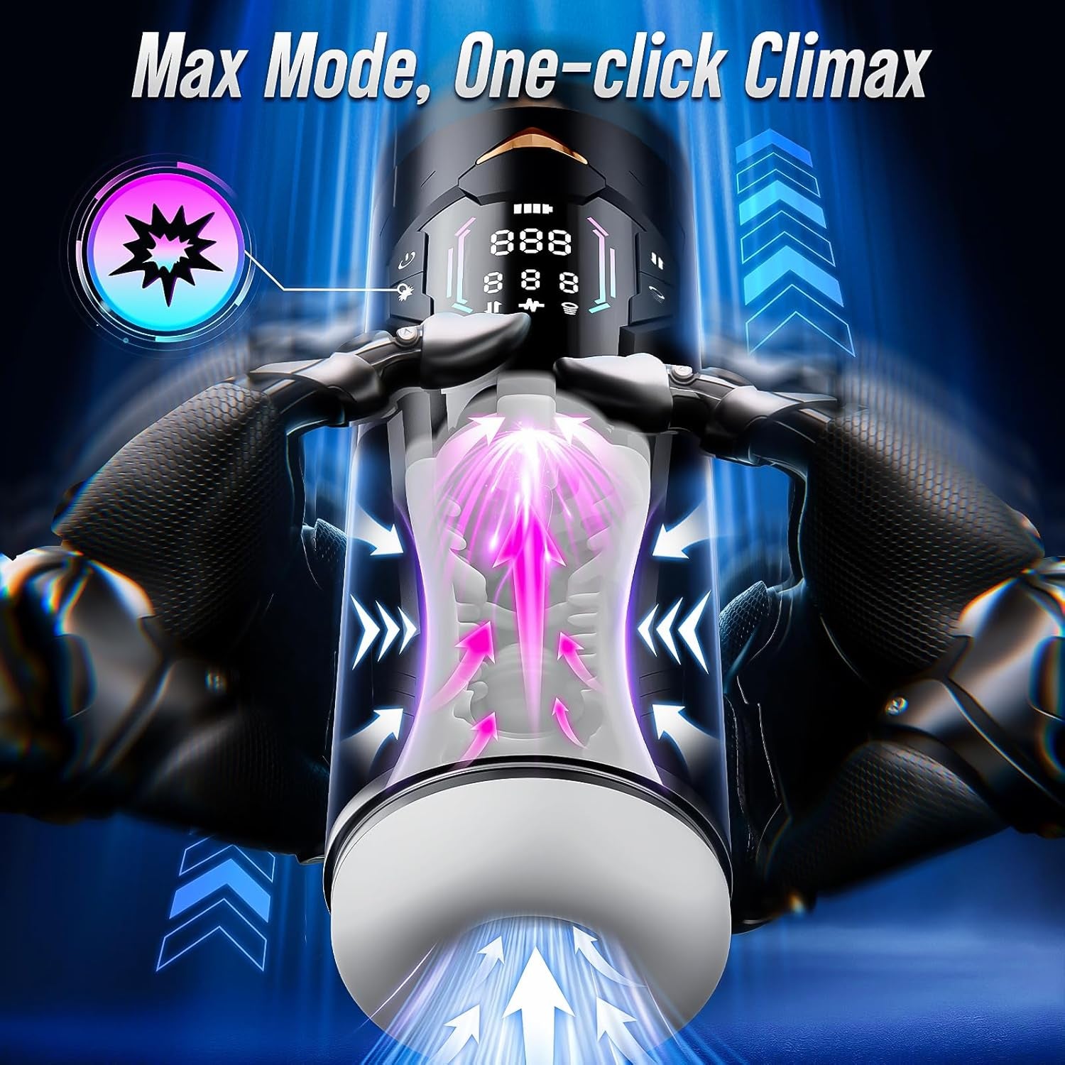 Sex Toys for Men Male Masturbator - AI APP Pocket Pussy Mens Sex Toy with 8 Sucking & Thrusting & Vibrating, Adult Toys Penis Pump Male Stroker, Sex Machine LCD Display & Suction Base - SinfulX - 