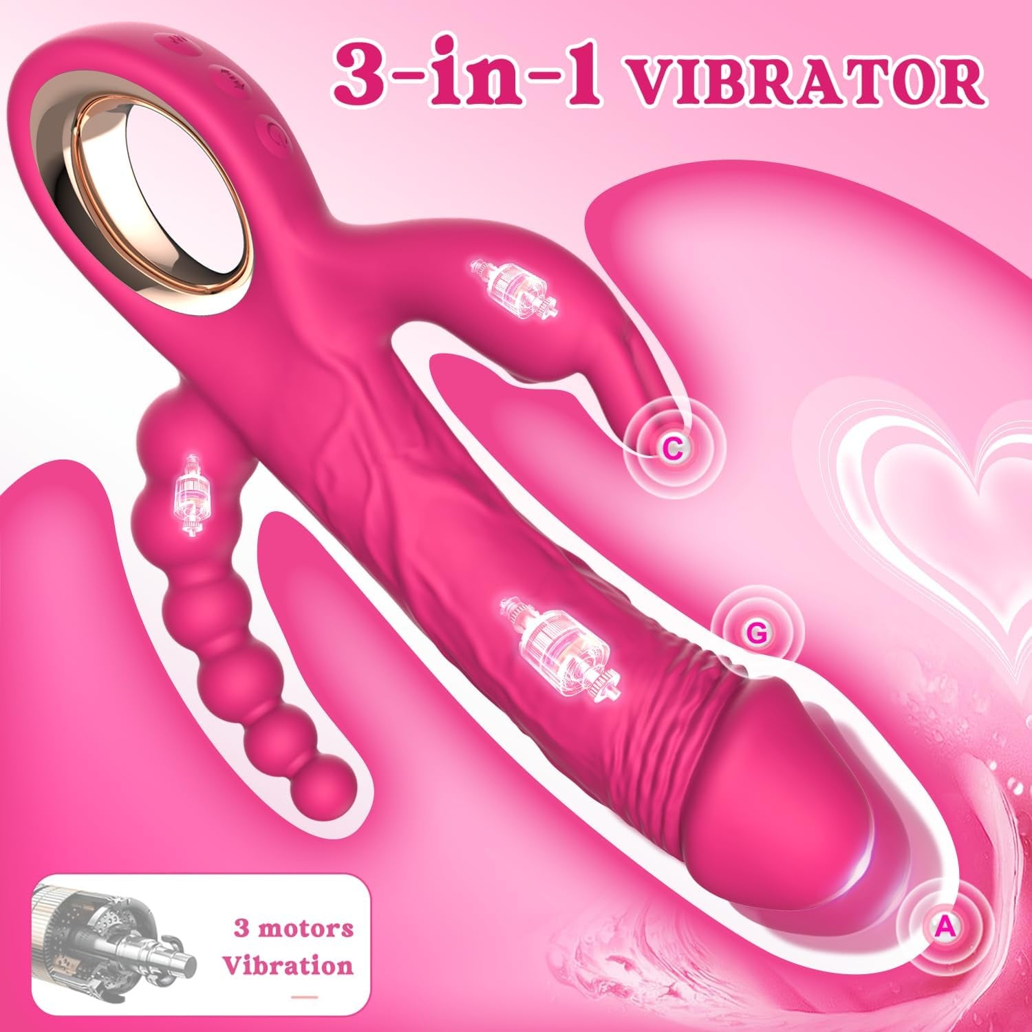 Thrusting Rabbit Vibrator for Blended Full - Body Pleasure, with G Spot & Clitoral Stimulation for Pinpoint Ecstasy, and an Ergonomic Handle for Effortless Control - SinfulX - 