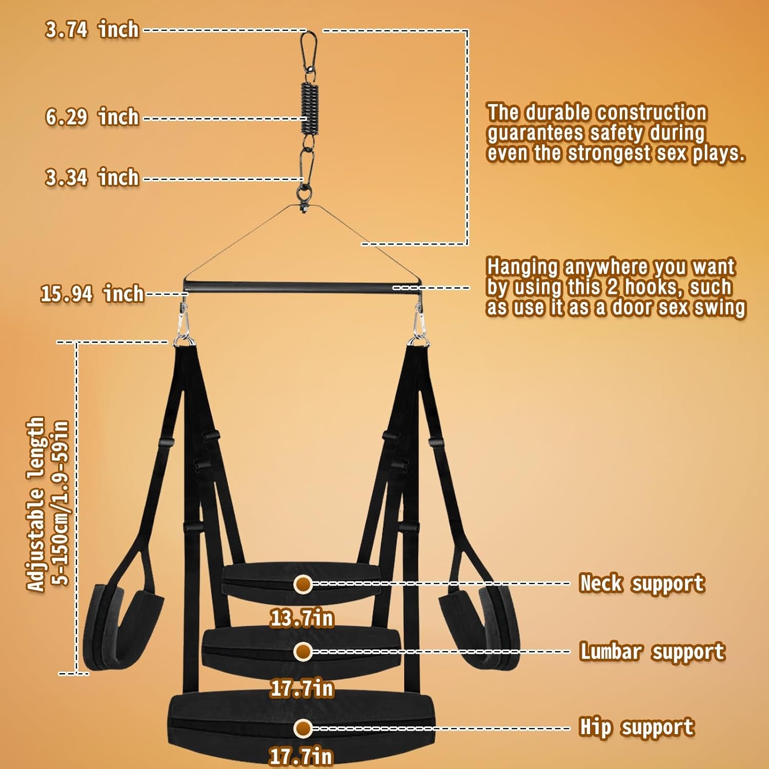 SpireX Spinning Ceiling Sex Swing 300lb Kit - SinfulX - Personal Care > Sexual Wellness > Sex Swing