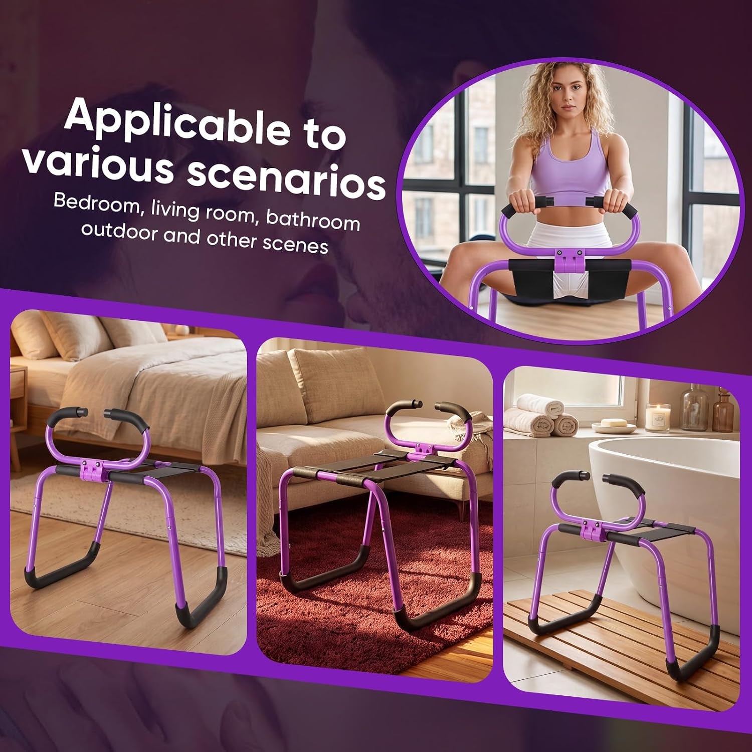 VioletReign Sex Chair with Handrails | 400lb Support Sex Bench
